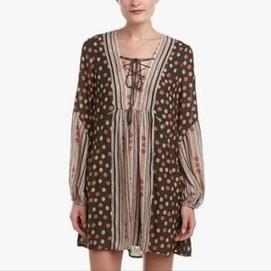 Free people rain or shine tunic dress. Printed dress black. Boho sz small